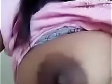 Indian girl showing her  boobs with dark juicy areola and nipples