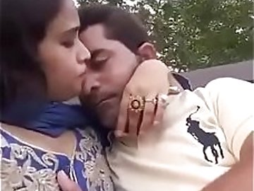 boobs press kissing in park selfi video